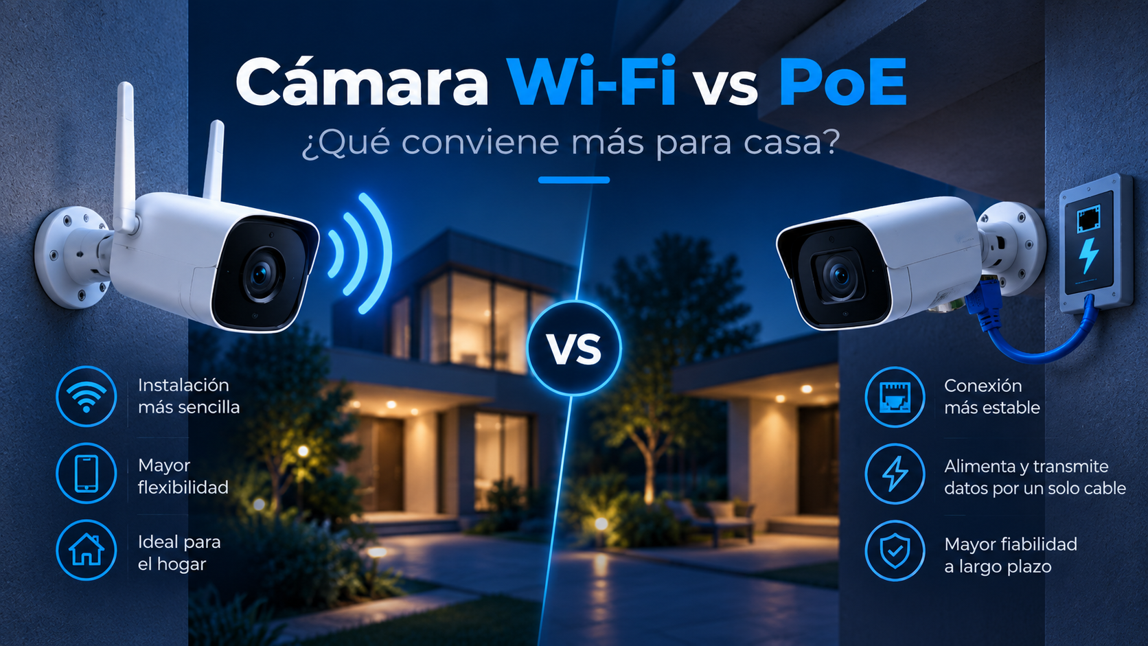 Cámara Wi-Fi vs cámara PoE: cuál conviene más para casa